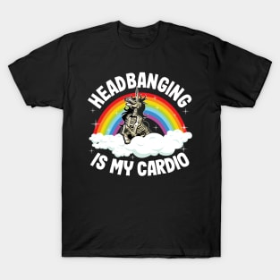 Heavy Metal Headbanging Unicorn Gift Rainbow Funny T-Shirt